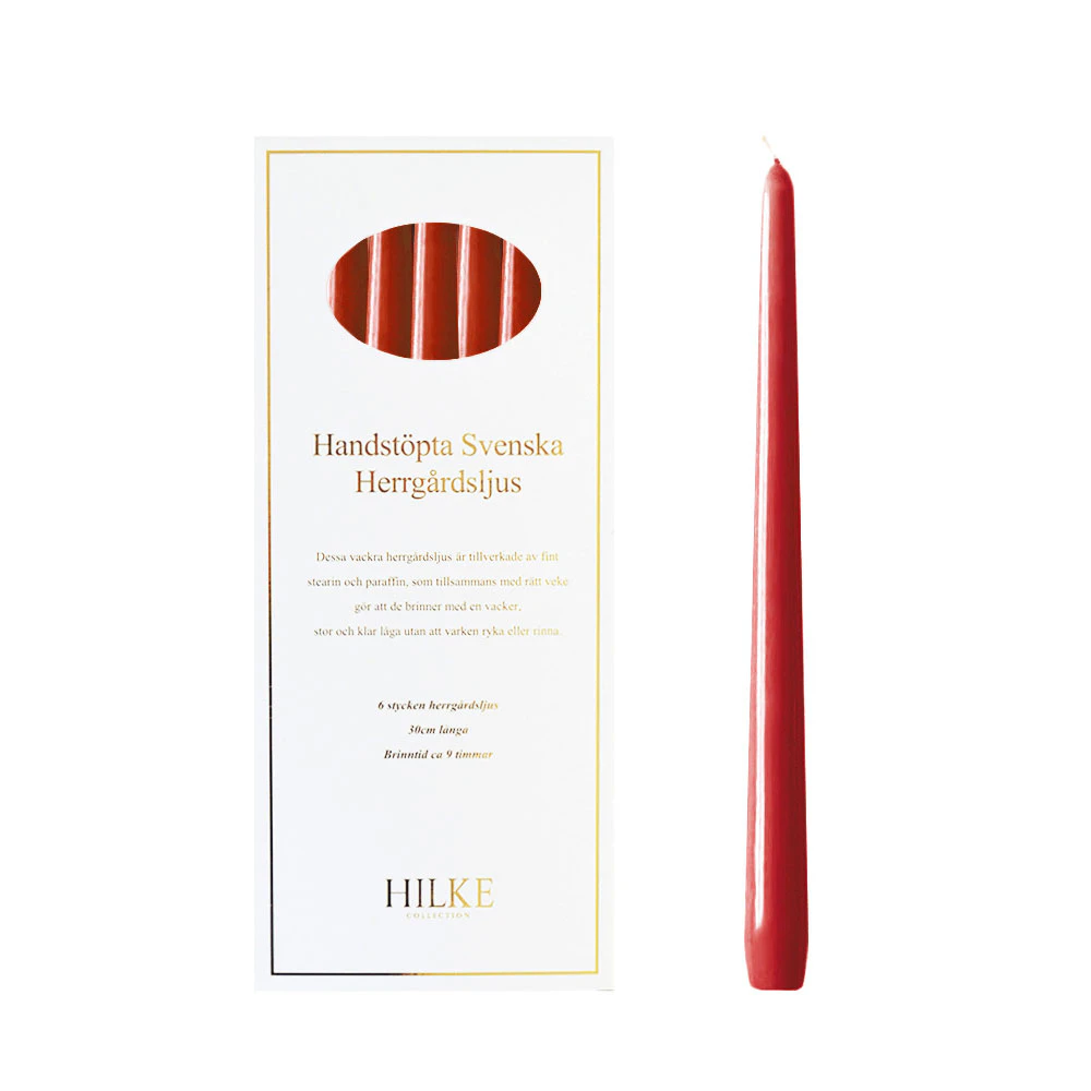 Hilke Collection Mansion Lys 6 Stk Christmas Red - Lys Paraffin R&oslash;d - 1911-9955