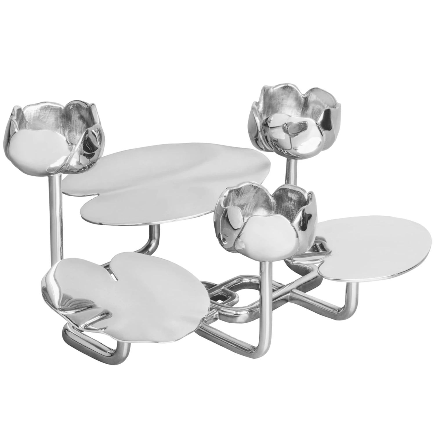 Hilke Collection Ninfea Grande Lysestage Forniklet - Lysestager Messing Silver - HL03NI-NP