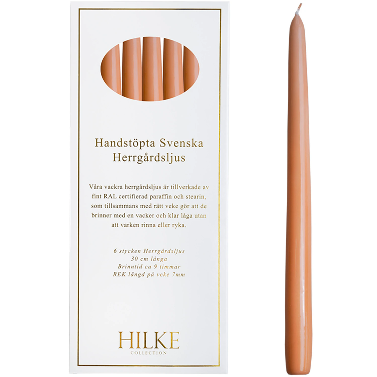 Hilke Collection Stearinlys 30 Cm 6-pak Abrikos - Lys Paraffin Aprikos - 2024-0101