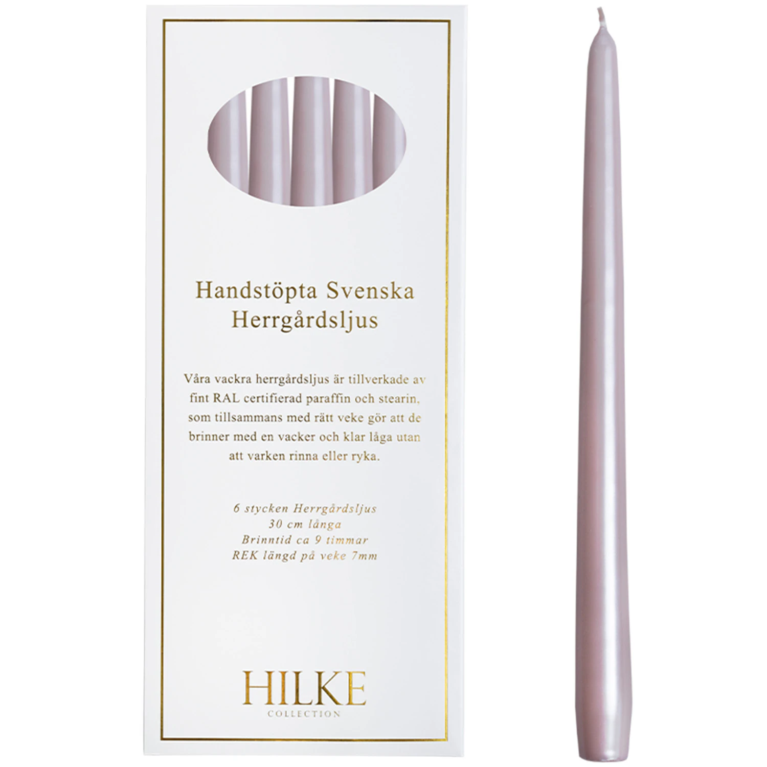 Hilke Collection Stearinlys 30 Cm 6-pak Pearl Pink - Lys Paraffin Perlerosa - 2024-0102