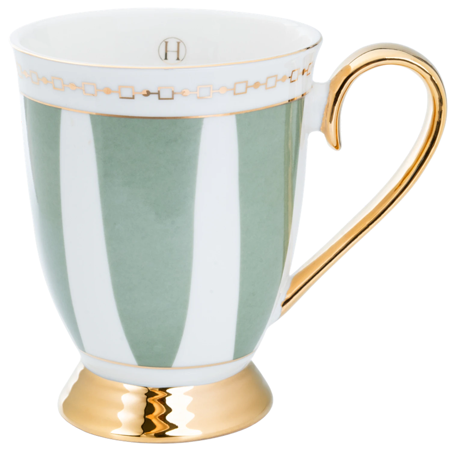 Hilke Collection Strisce Krus Med Fod Sage - Kaffekopper Nyt Benporcel&aelig;n Salvia - M202505SA