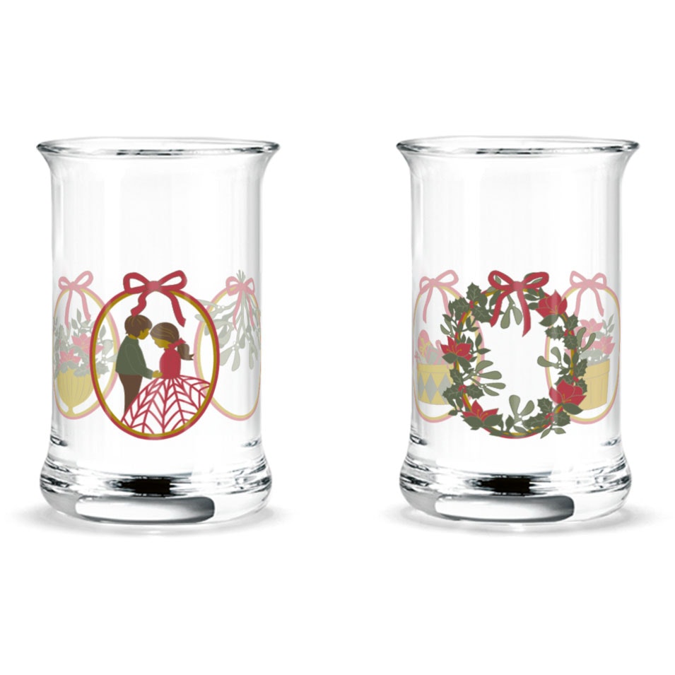Holmegaard Christmas 2025 Lysestage 3 Cl 2-pak - &Oslash;vrig julebordd&aelig;kning Tableware Glas Multi - 4800571