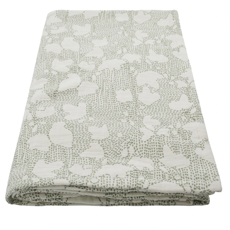 Mori Sengetæppe Offwhite / Kaki, 250x250 cm