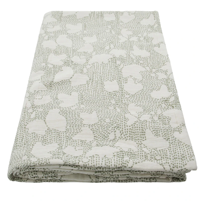 Mori Sengetæppe Offwhite / Kaki, 140x220 cm