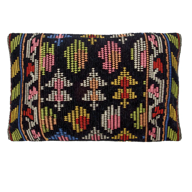 Etni Pudebetræk 30x50 cm, Sort / Flerfarvet