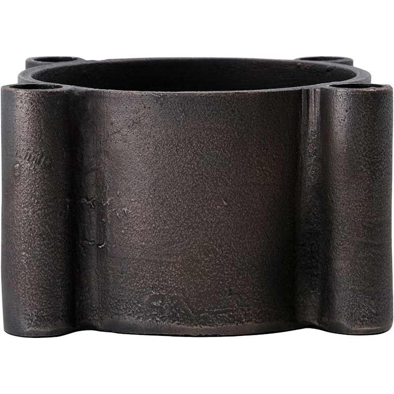 Four Lysestage Ø15x10 cm, Antik Kobber