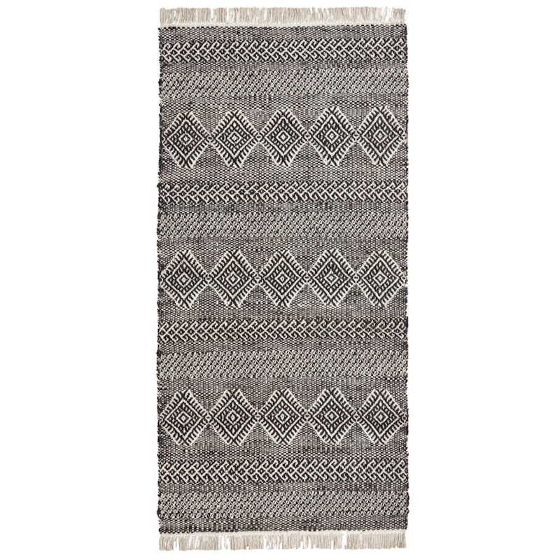 Ethnic Tæppe 90x200 cm, Sort/Natur