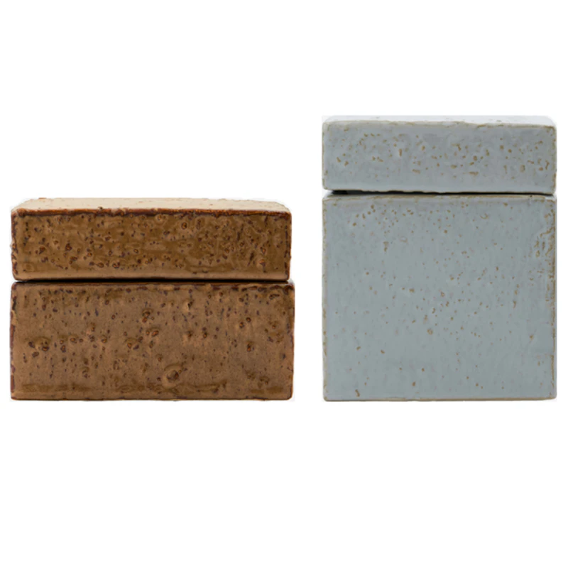 Treasure Opbevaringskrukke 2 dele, Brun/Lyseblå