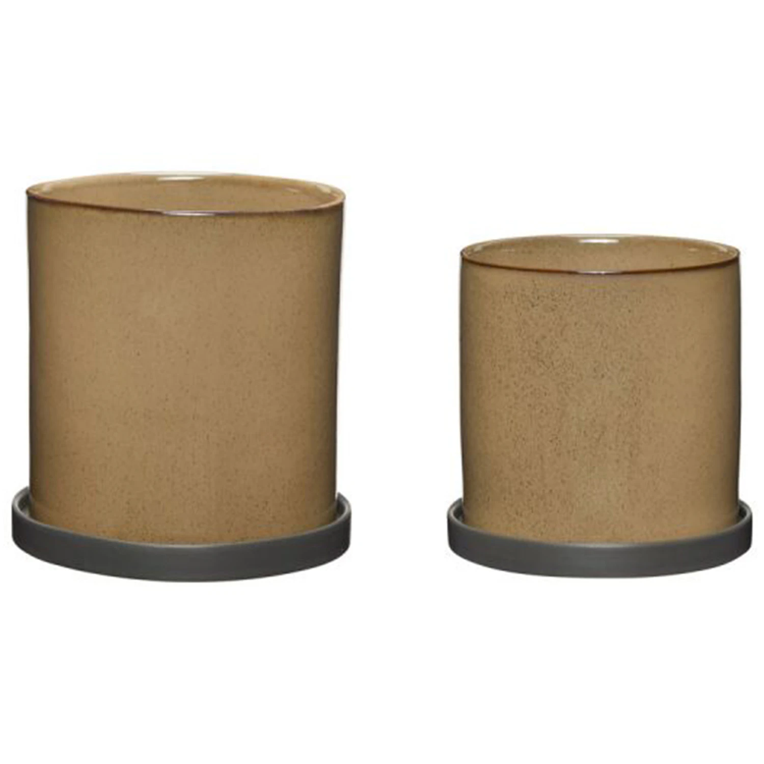 H&uuml;bsch Era Krukker Med Underkop 2-pak Sand - Krukker Keramik Beige - 761503