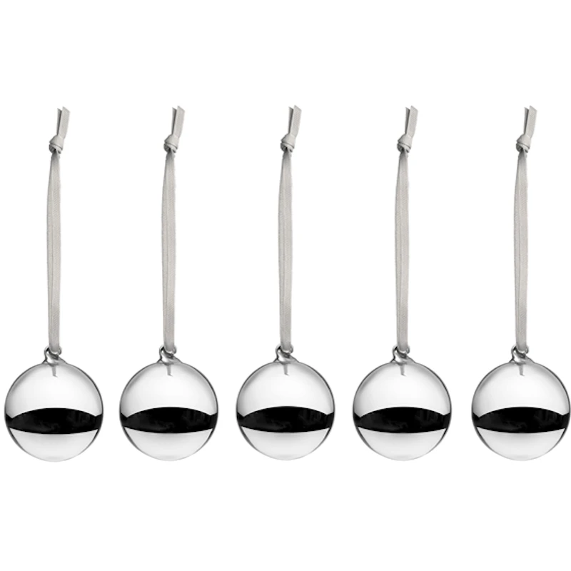 Julekugle 40 mm 5-pak, Sølv