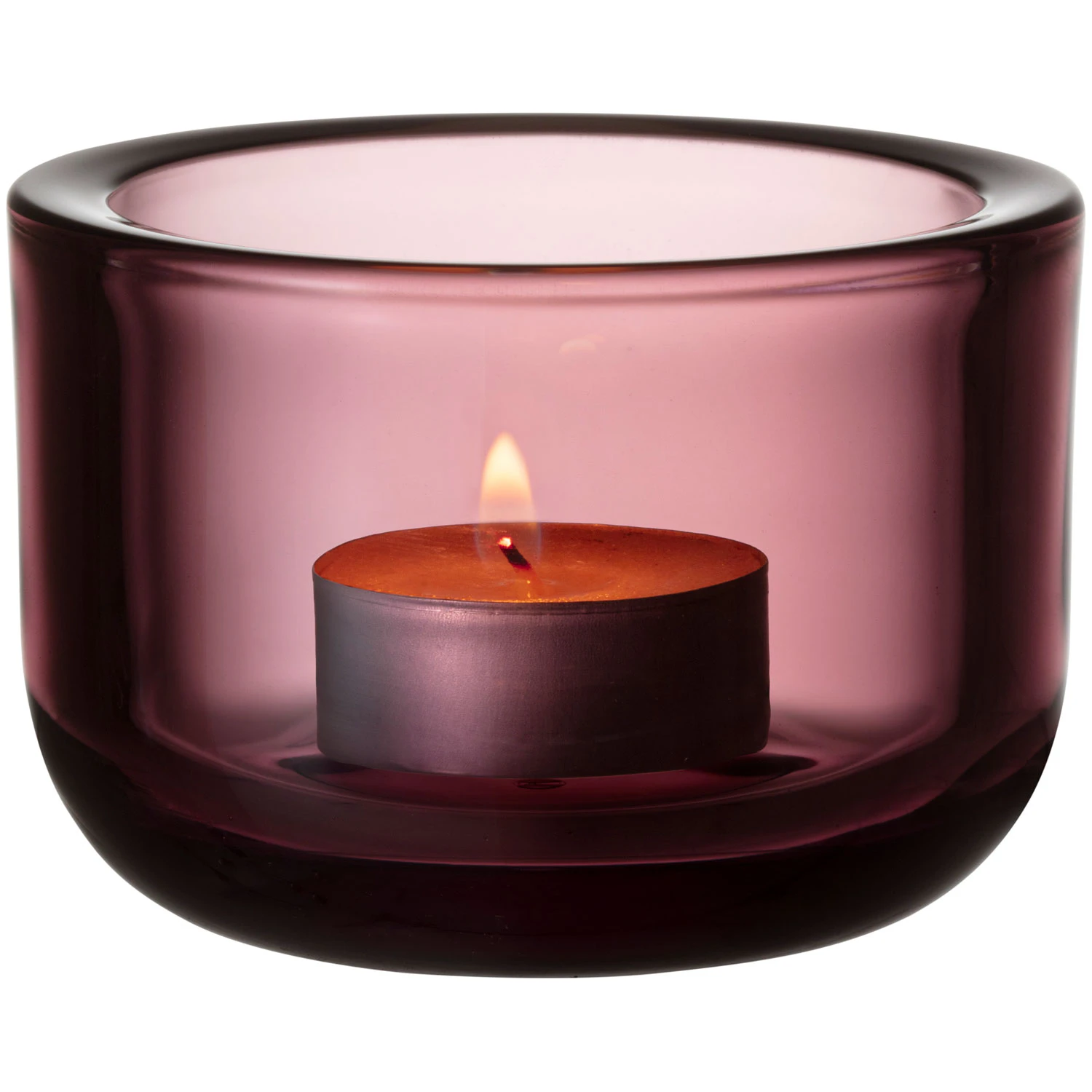 Iittala Valkea Candle Holder 6 Cm - Fyrfadsstager Glas Heather - 1070560