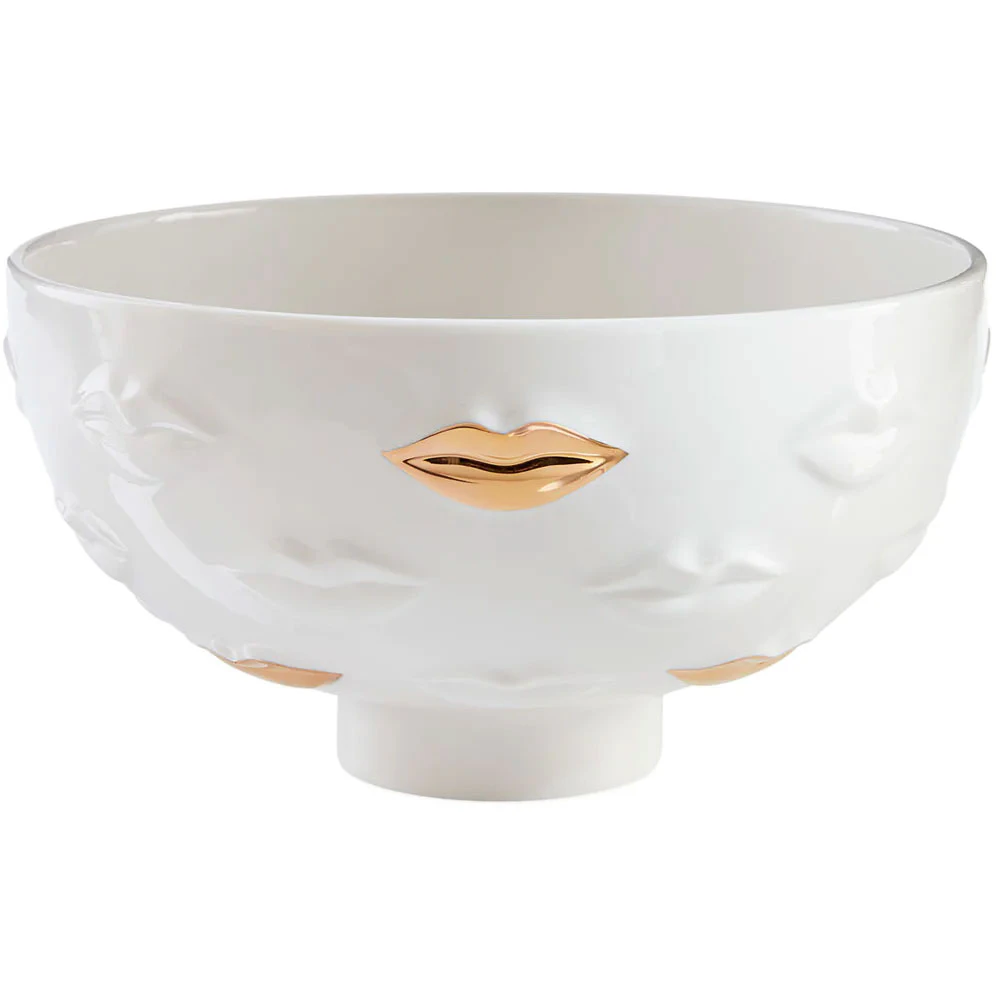 Jonathan Adler Gilded Gala Lips Sk&aring;l - Serveringssk&aring;le Porcel&aelig;n Hvid - 33243