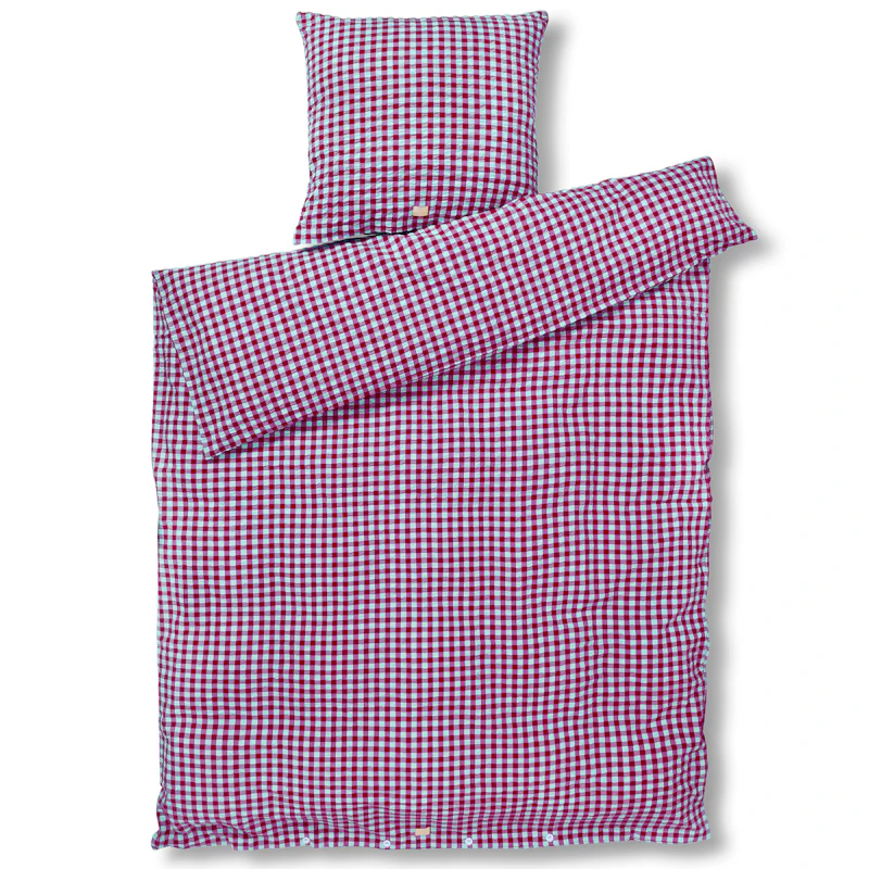 Bæk&Bølge Sengesæt 140x200 + 60x63, Fuchsia / Mintgrønt