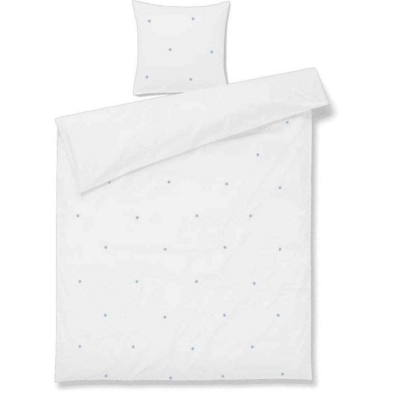 Daisy Sengesæt 140x200 + 60x63 cm, Hvidt / Lyseblåt