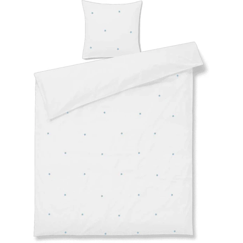 Daisy Sengesæt 140x220 + 60x63 cm, Hvidt / Lyseblåt