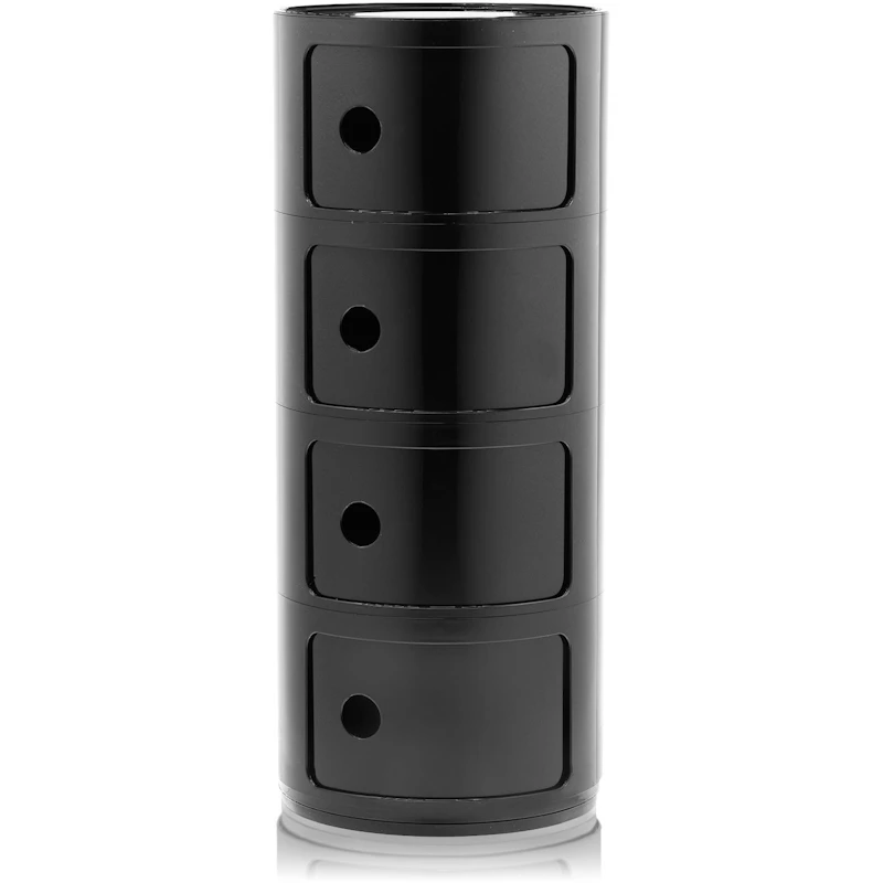 Componibili Classic Opbevaring, Skinnende finish med 4 Rum, Sort