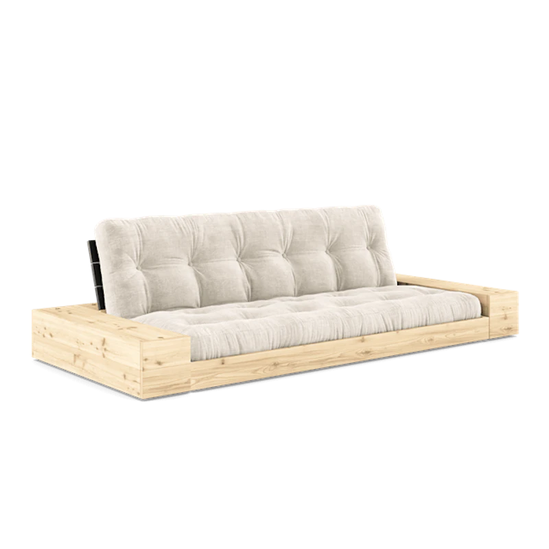 Base Sovesofa Med Sidekasse & 5-Lags Madras Black Night/Ivory