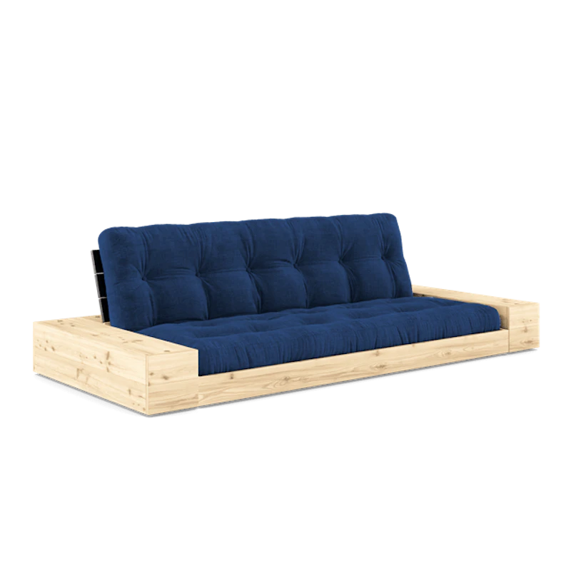 Base Sovesofa Med Sidekasse & 5-Lags Madras Black Night/Royal Blue