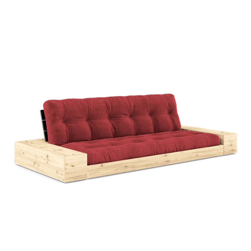 Base Sovesofa Med Sidekasse & 5-Lags Madras Black Night/Ruby Red