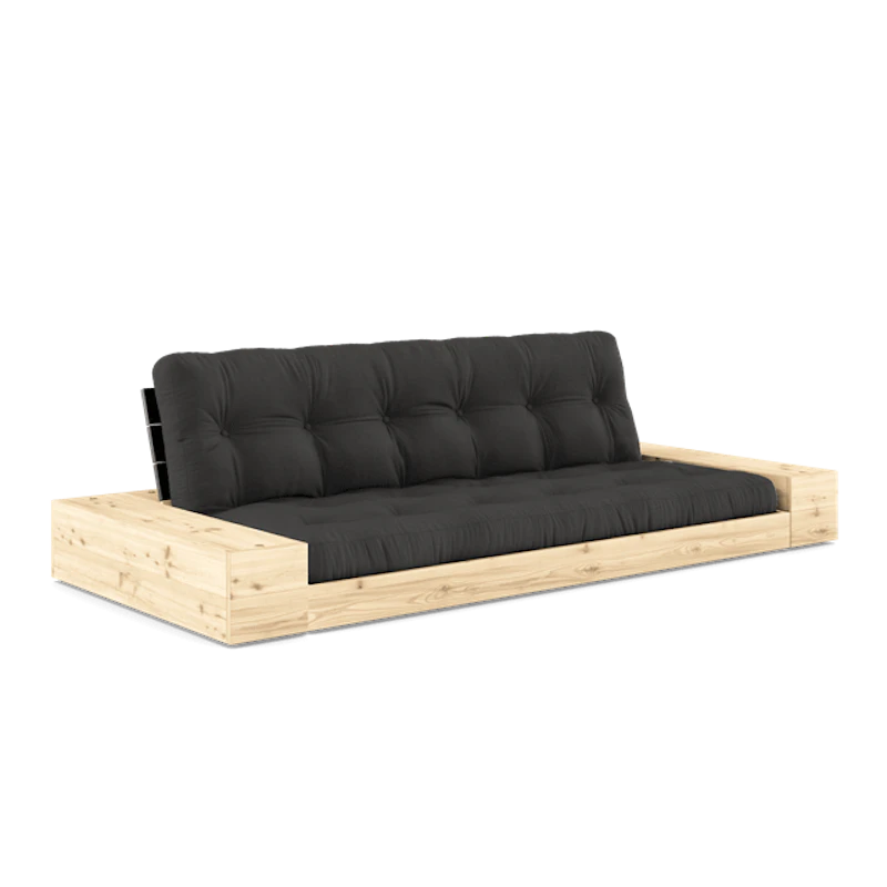 Base Sovesofa Med Sidekasse & 5-Lags Madras Black Night/Mørkegrå