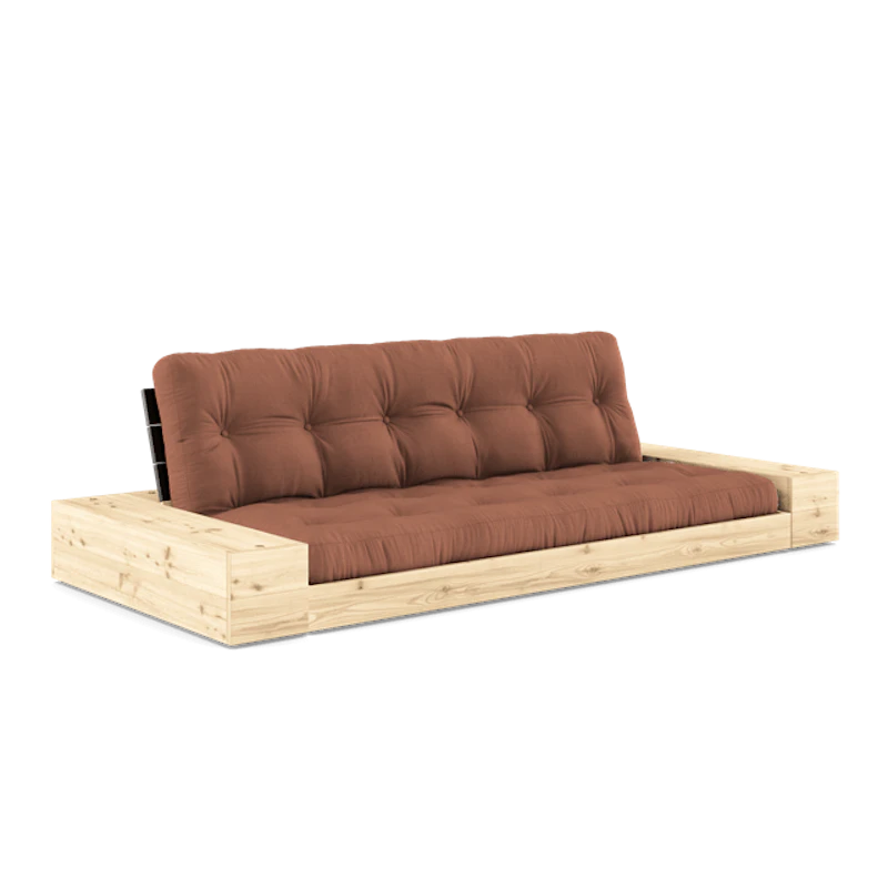 Base Sovesofa Med Sidekasse & 5-Lags Madras Black Night/Clay Brown