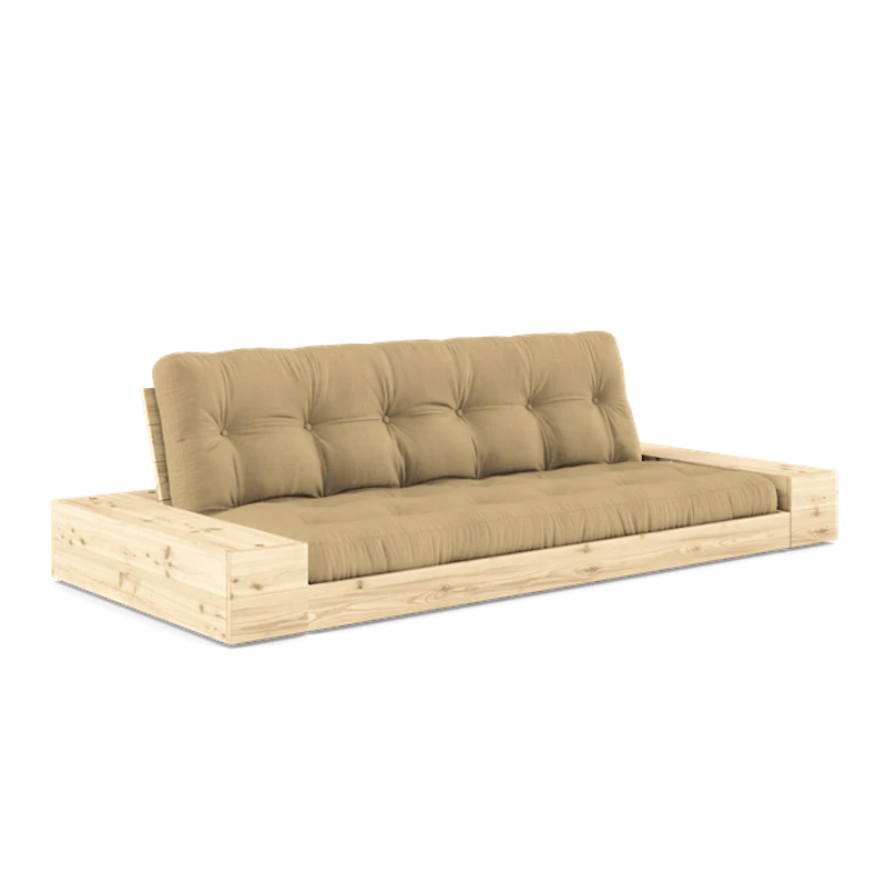 Base Sovesofa Med Sidekasse & 5-Lags Madras Klar/Wheat Beige