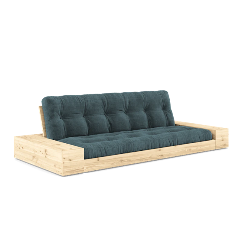 Base Sovesofa Med Sidekasse & 5-Lags Madras Klar/Pale Blue