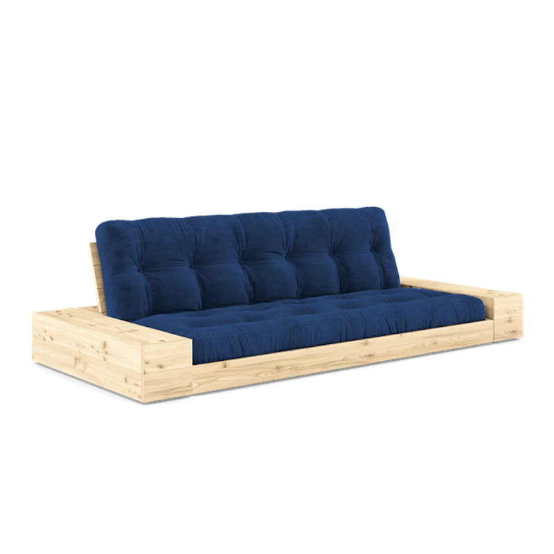 Base Sovesofa Med Sidekasse & 5-Lags Madras Klar/Royal Blue