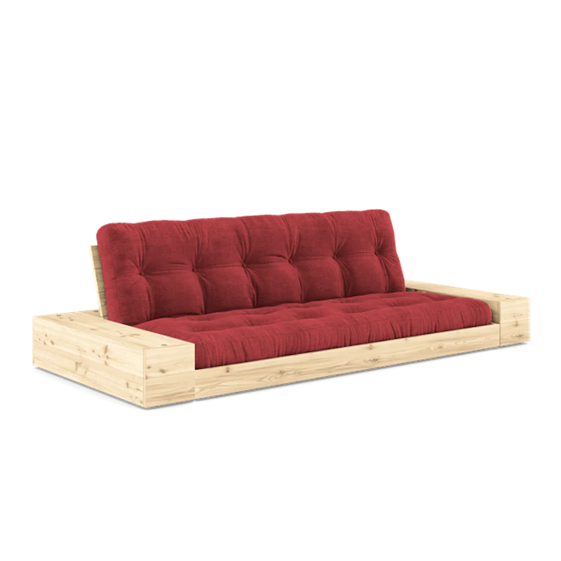 Base Sovesofa Med Sidekasse & 5-Lags Madras Klar/Ruby Red