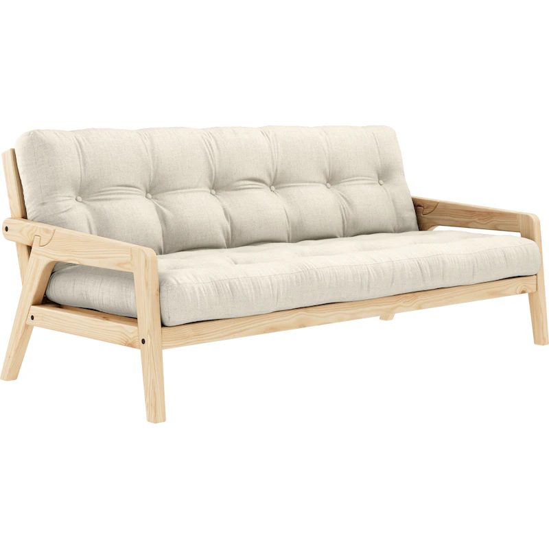 Grab Sovesofa Med Madras, Klarlakeret / Hør