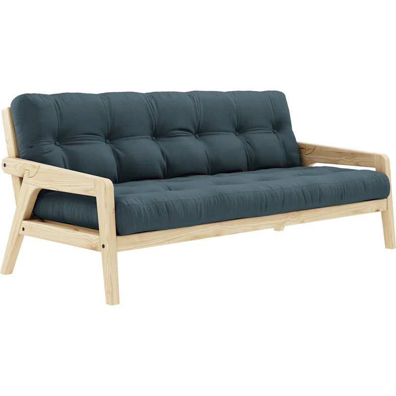 Grab Sovesofa Med Madras, Klarlakeret / Petrolblå