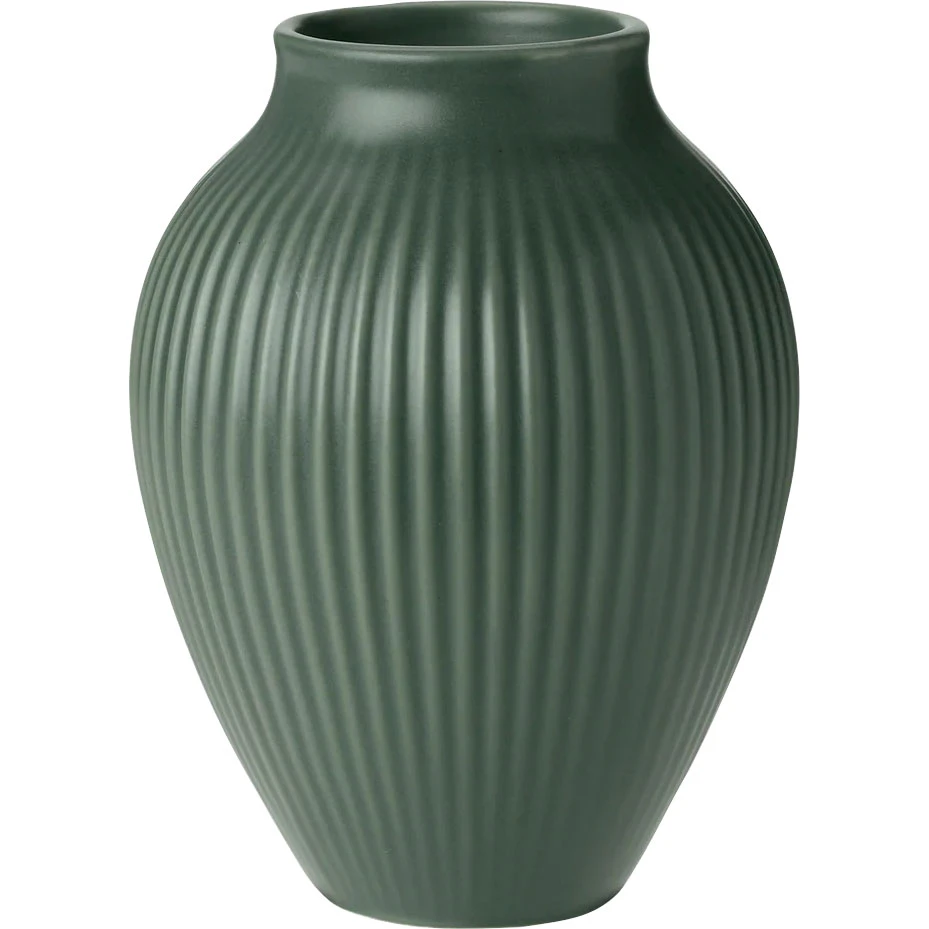 Knabstrup Keramik Vase Rillet 12,5 Cm Green - Vaser Keramik Celadon - K1236-5