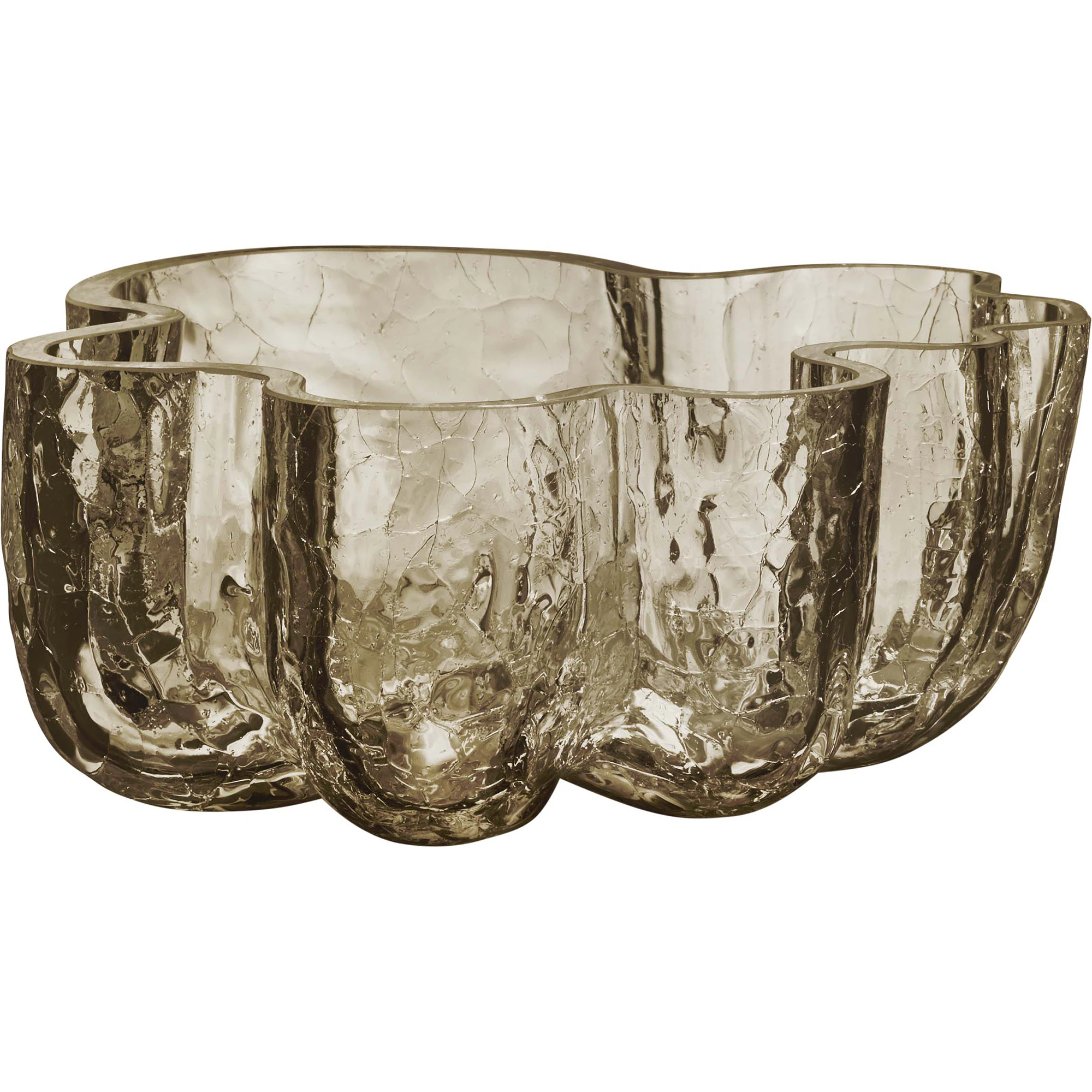 Kosta Boda Crackle Sk&aring;l - Serveringssk&aring;le Mundbl&aelig;st Glas Taupe - 7052601