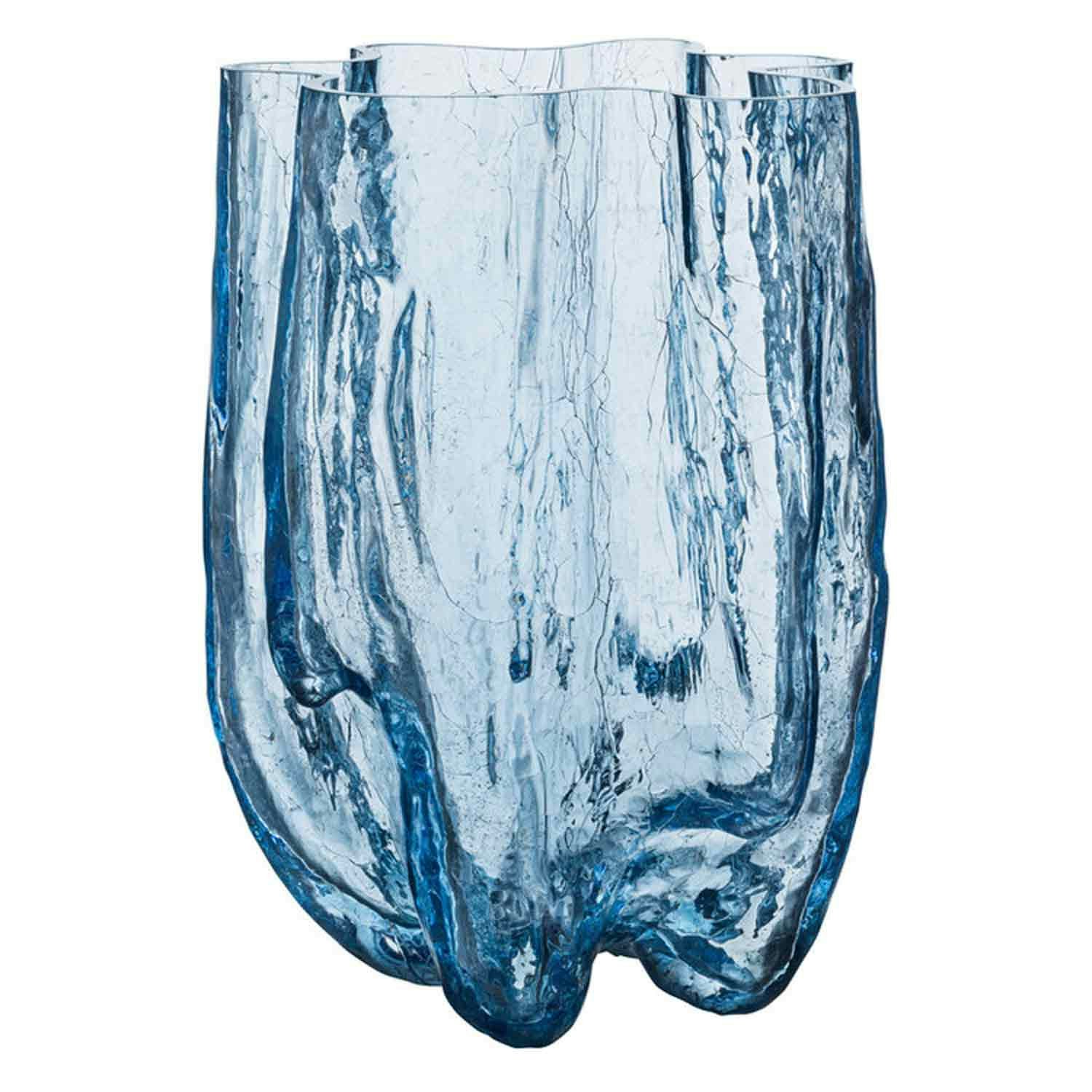 Kosta Boda Crackle Vase Cirkul&aelig;r 37 Cm - Vaser Mundbl&aelig;st Glas Bl&aring; - 7042219