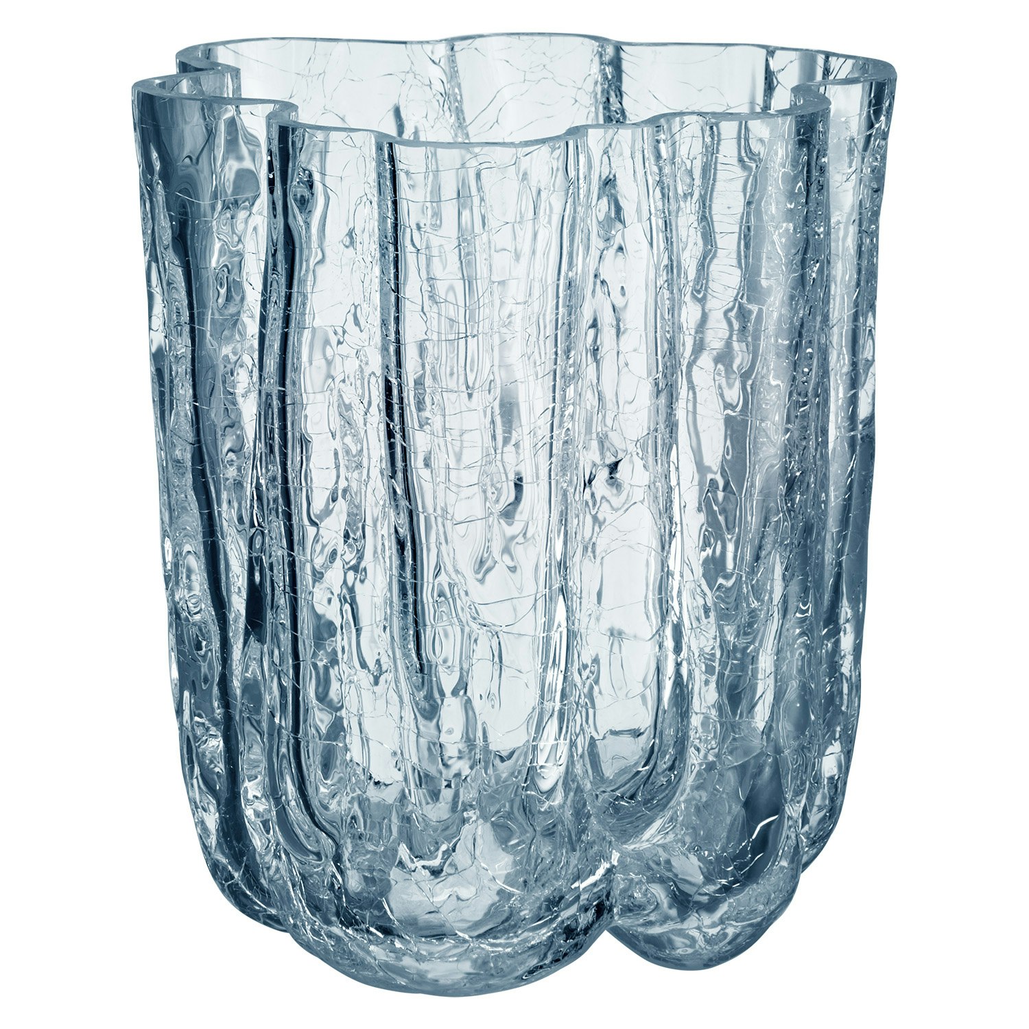 Kosta Boda Crackle Vase Cirkul&aelig;r 12,1 Cm - Vaser Mundbl&aelig;st Glas Bl&aring; - 7042424