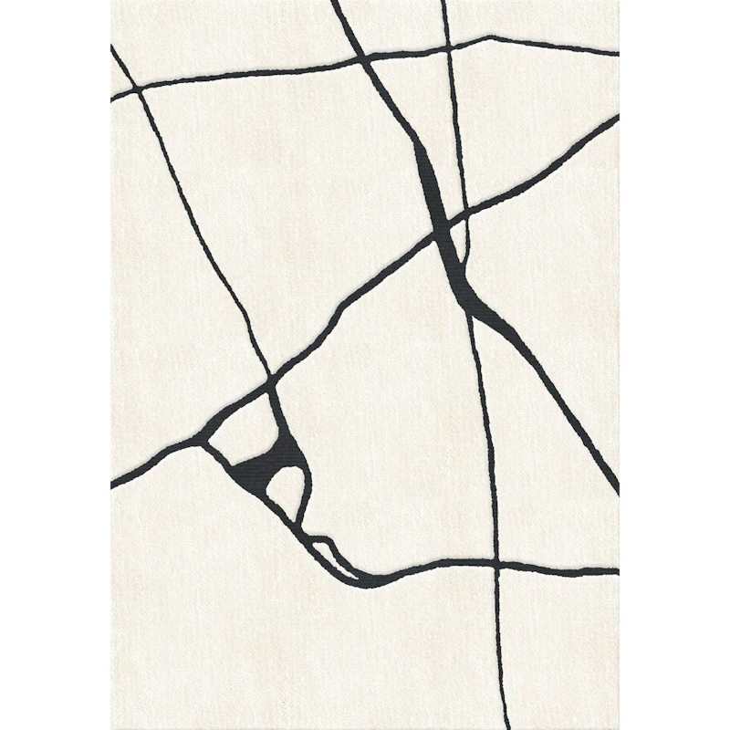 Gute Uldgulvtæppe Sort/Hvidt, 180x270 cm