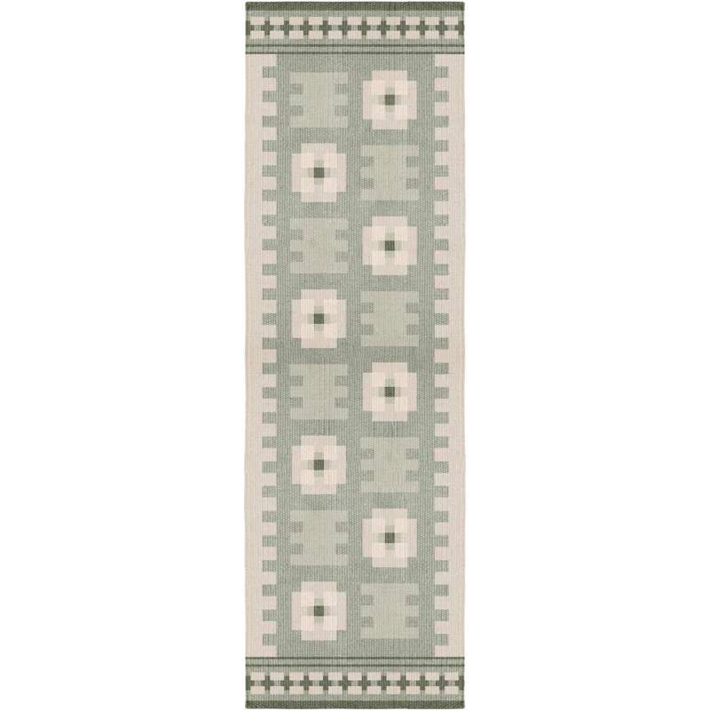 Röllakan Selma Uldgulvtæppe 75x240 cm, Sage