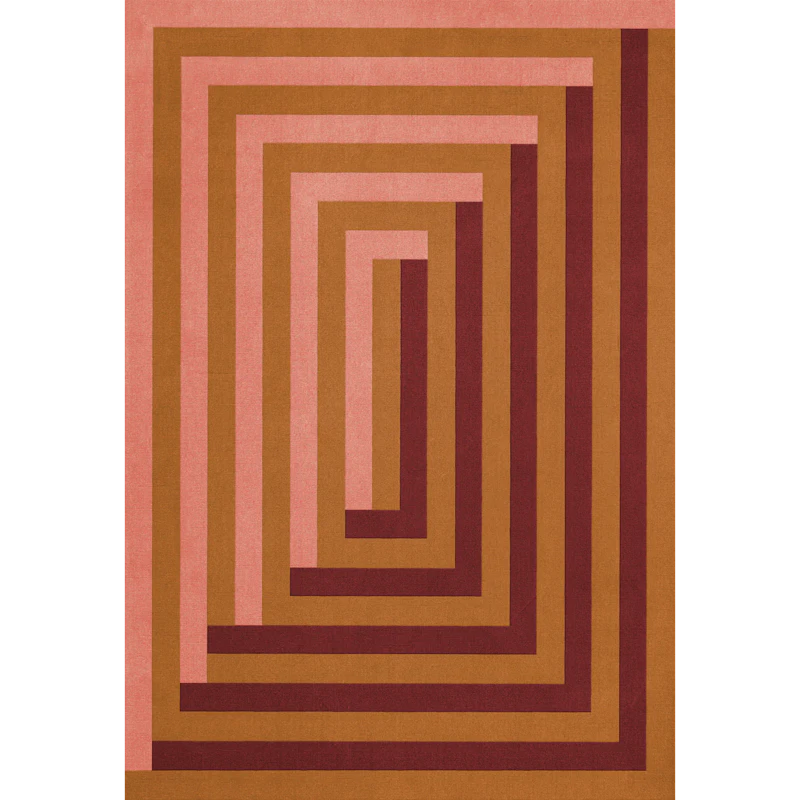 Teklan Labyrinth Uldgulvtæppe 180x270 cm, Koralfarvet / Rosa