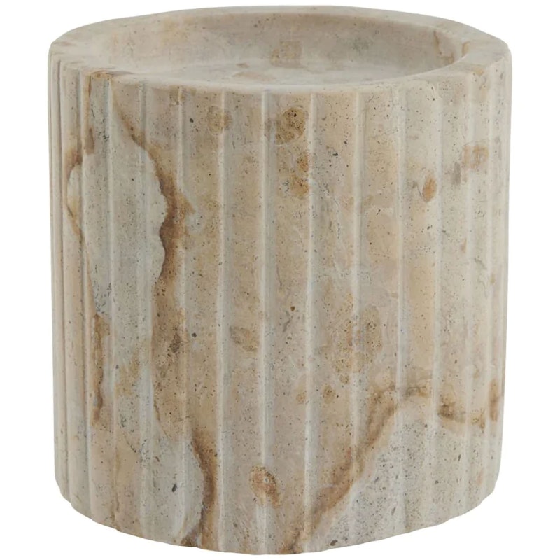 Eliana Candlestick 12.5X4.5 Cm. Marble Linen Lysestage Marmor Hør