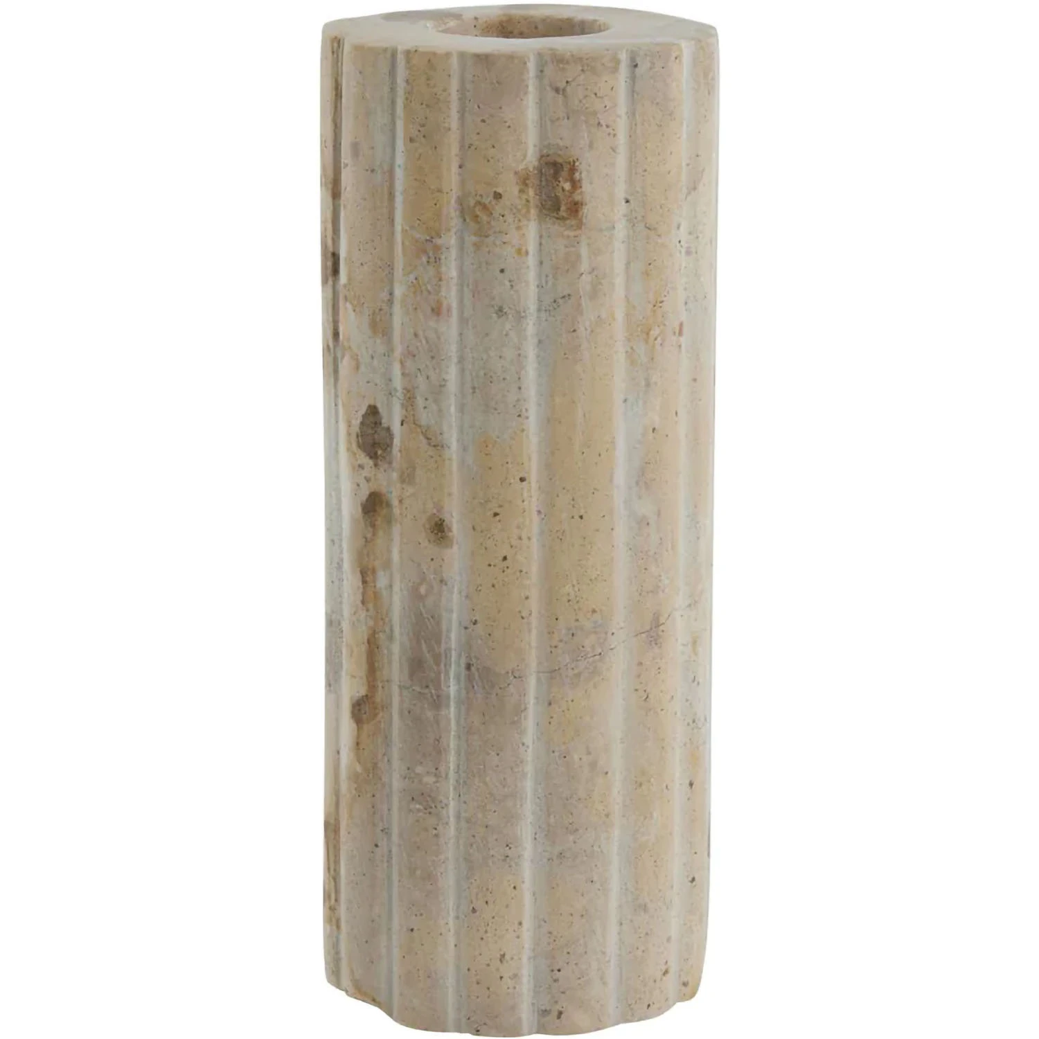 Lene Bjerre Eliana Candlestick 12.5x4.5 Cm. Marble Lysestage H&oslash;r - Lysestager Marmor Linen - A00024903