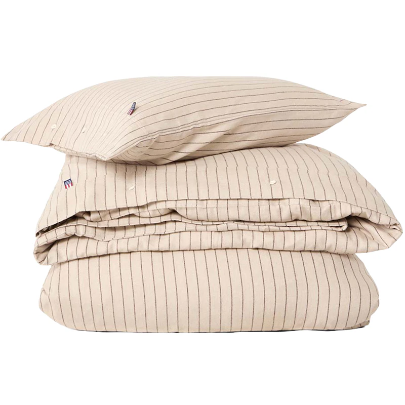 Pinstriped Sengesæt 150x210 + 50x60 cm, Beige / Brunt