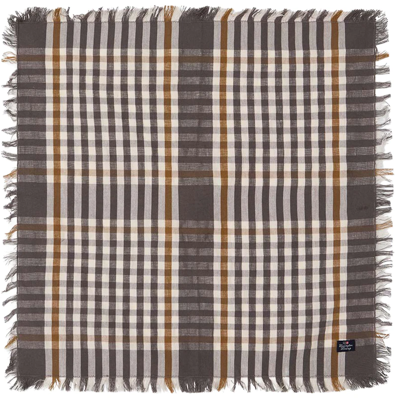 Checked Serviet 50x50 cm, Grå / Hvid / Fudge