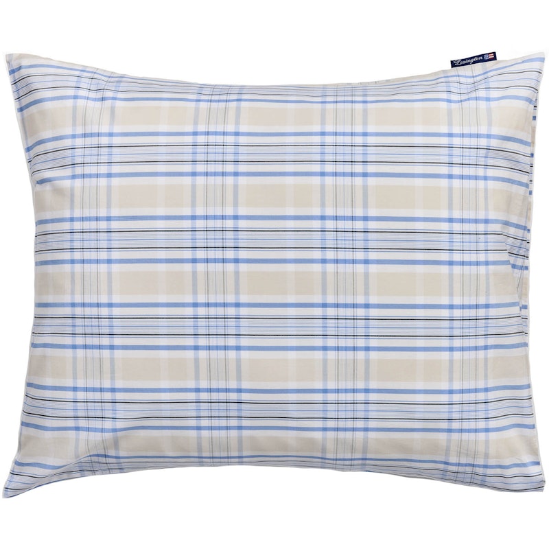 Checked Poplin Pudebetræk 50x60 cm, Beige/Blåt