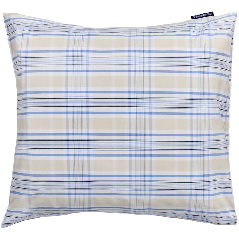 Checked Poplin Pudebetræk 65x65 cm, Beige/Blåt