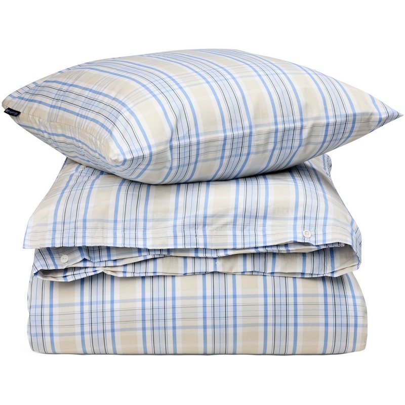 Checked Poplin Sengesæt 150x210 + 50x60, Beige/Blåt