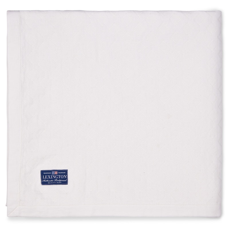 Diamond Jacquard Sengetæppe 160x240 cm, Hvidt