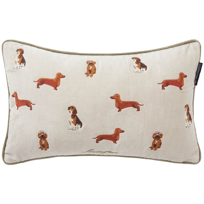 Dogs Organic Cotton Velvet Pillow Pudebetræk 30x50 cm, Beige