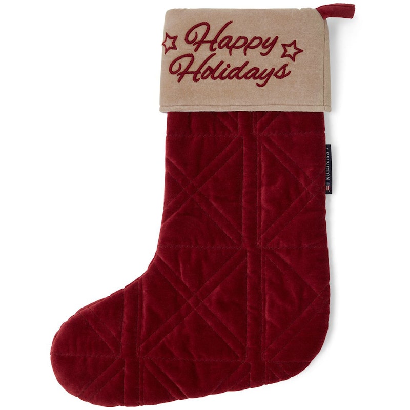 Happy Holidays Organic Cotton Velvet Julesok, Rød