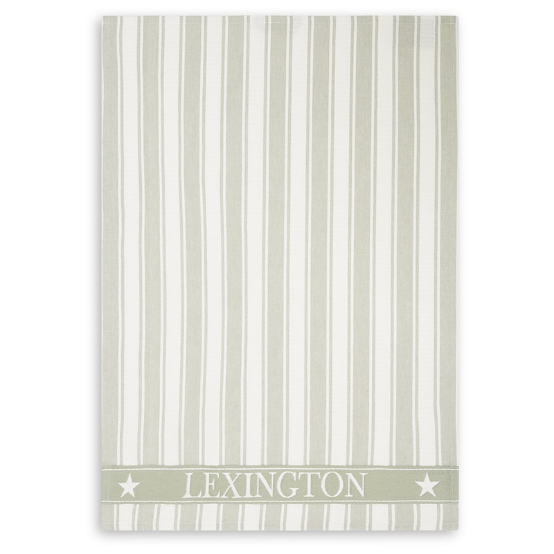 Icons Cotton Twill Waffle Striped Viskestykke, Salviegrønt / Hvidt