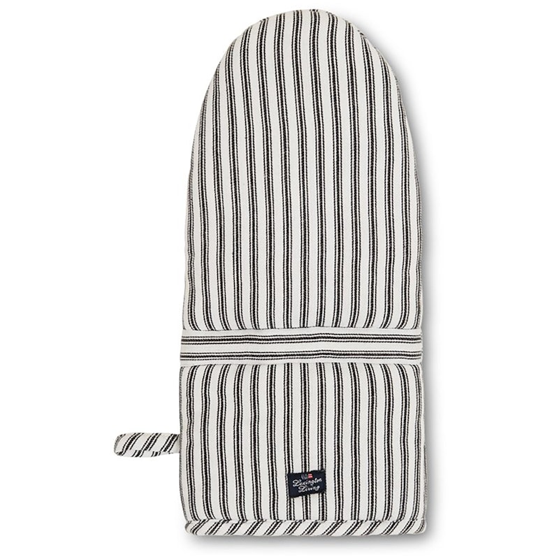 Icons Herringbone Striped Grydelap, Sort